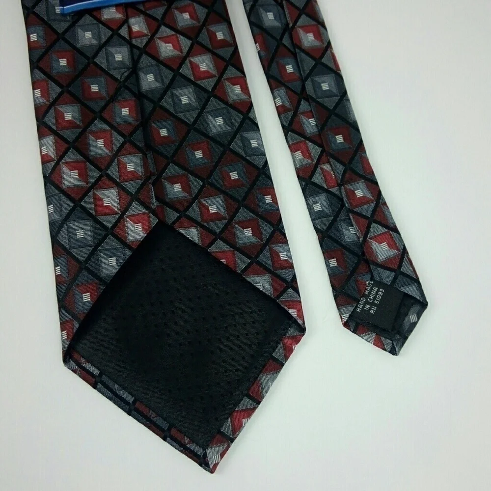 Croft & Barrow Silk Red Black Plaid Tie